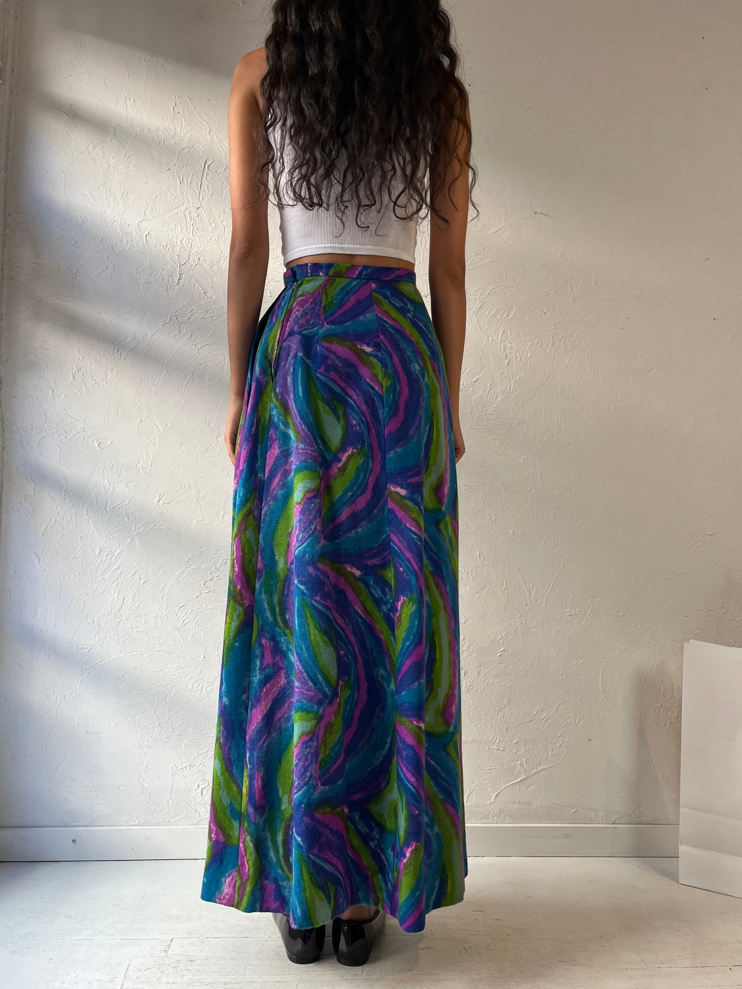 70s 'Malbe' Colorful Maxi Skirt / XS