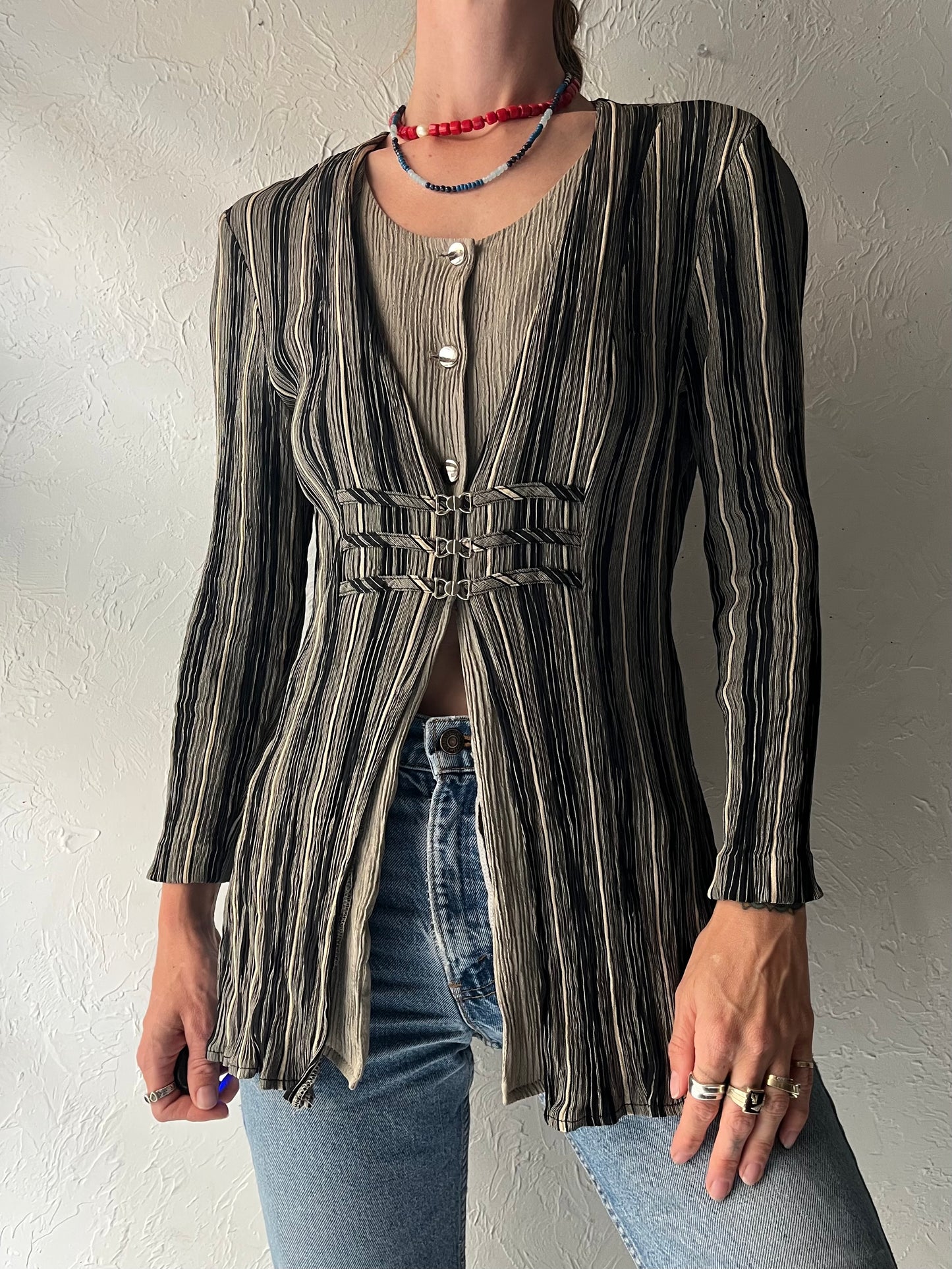 90s 'Amoretti' Striped Long Sleeve Top / Medium