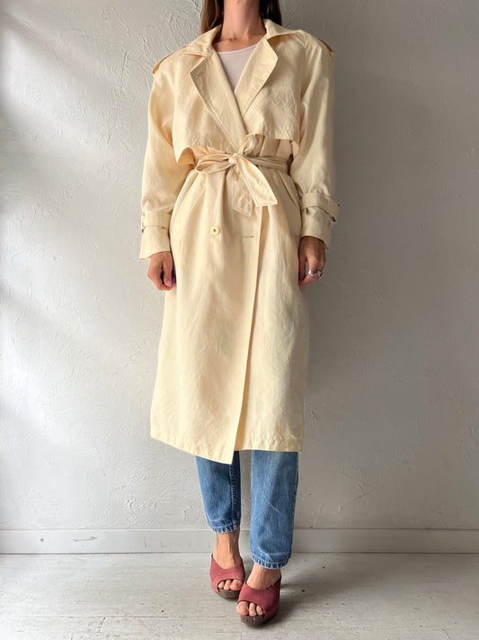 90s 'Rue Grenelle' Vintage Minimalist Light Weight Tench Coat / Small