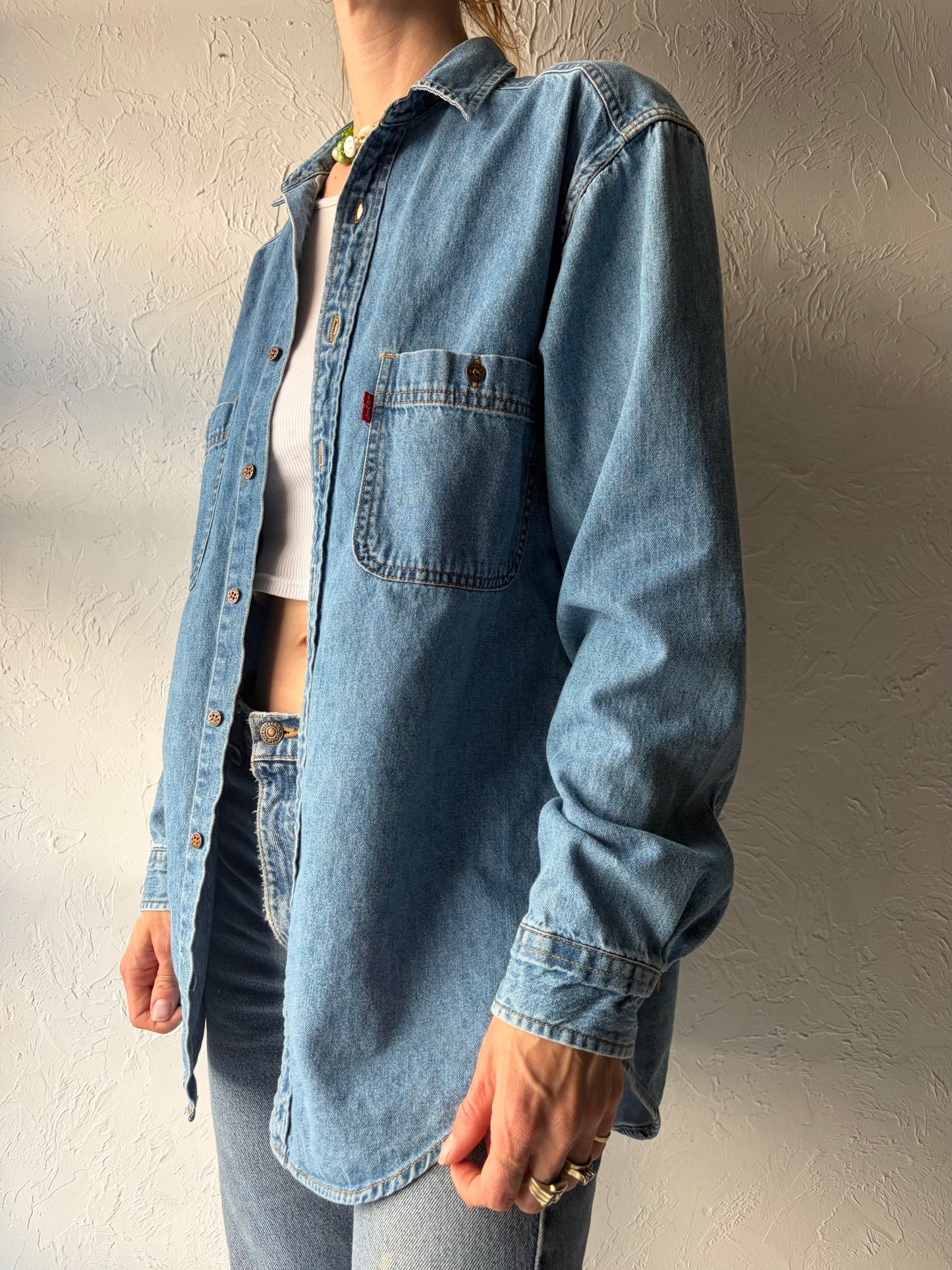 90s 'Levis' Button Up Denim Shirt / Small