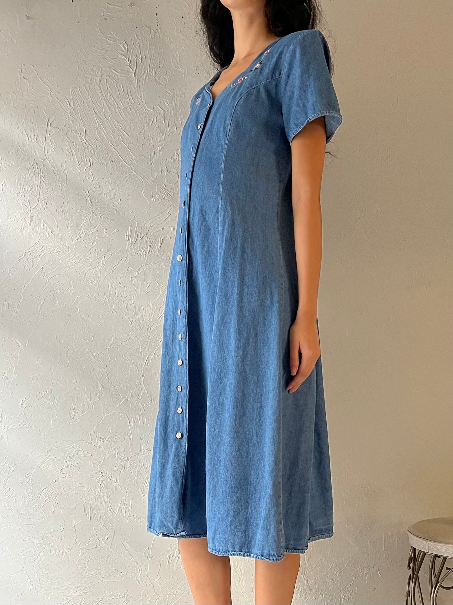 90s 'Cleo' Denim Maxi Dress / Small