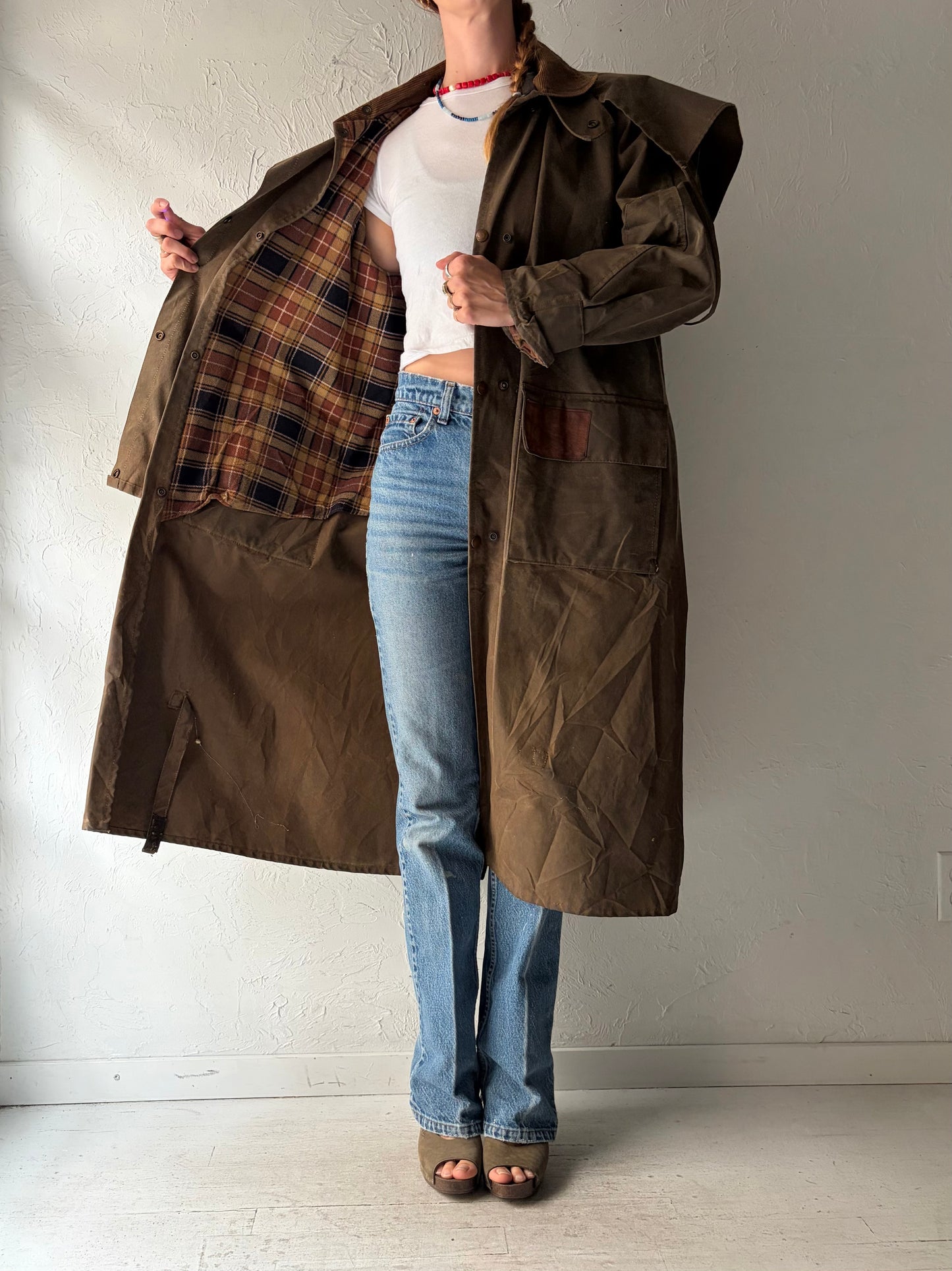 Vintage 'Australian Outback' Waxed Cotton Hunting Coat / XS