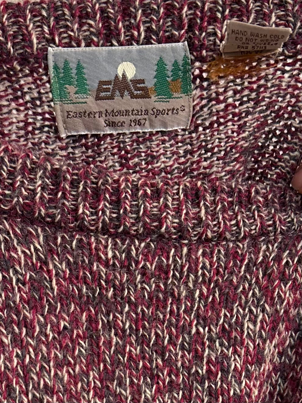 90s 'EMS' Burgundy Knit Sweater / Large