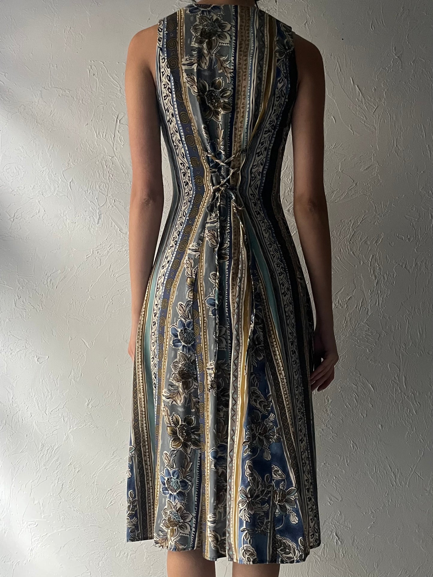 90s 'Just Choon' Patterned Button Up Dress / Small