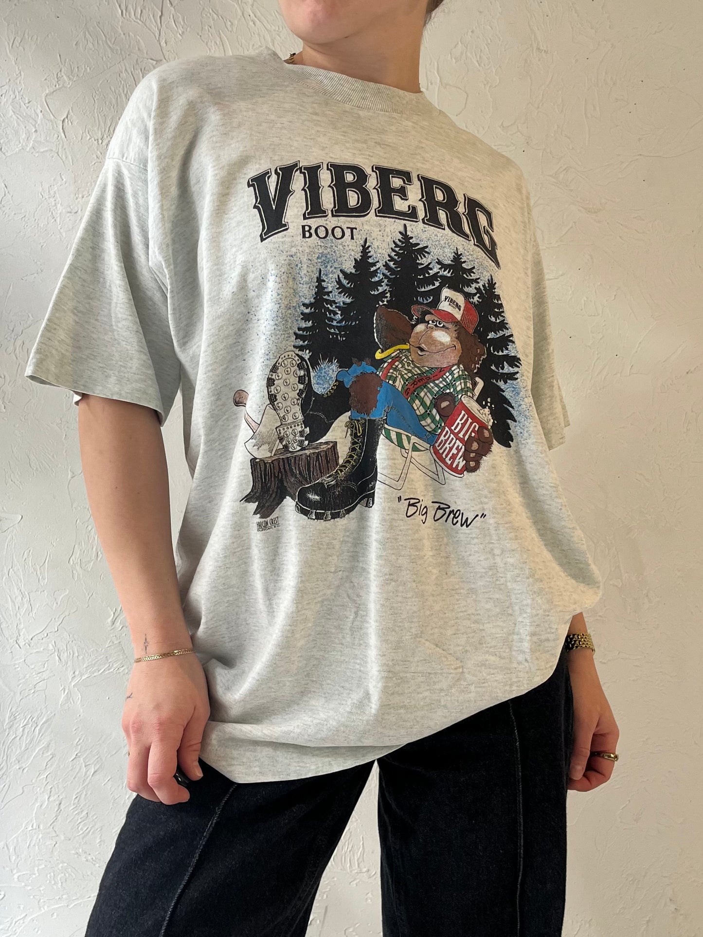 90s 'Fruit of the Loom' Viberg Boot T-shirt / Large