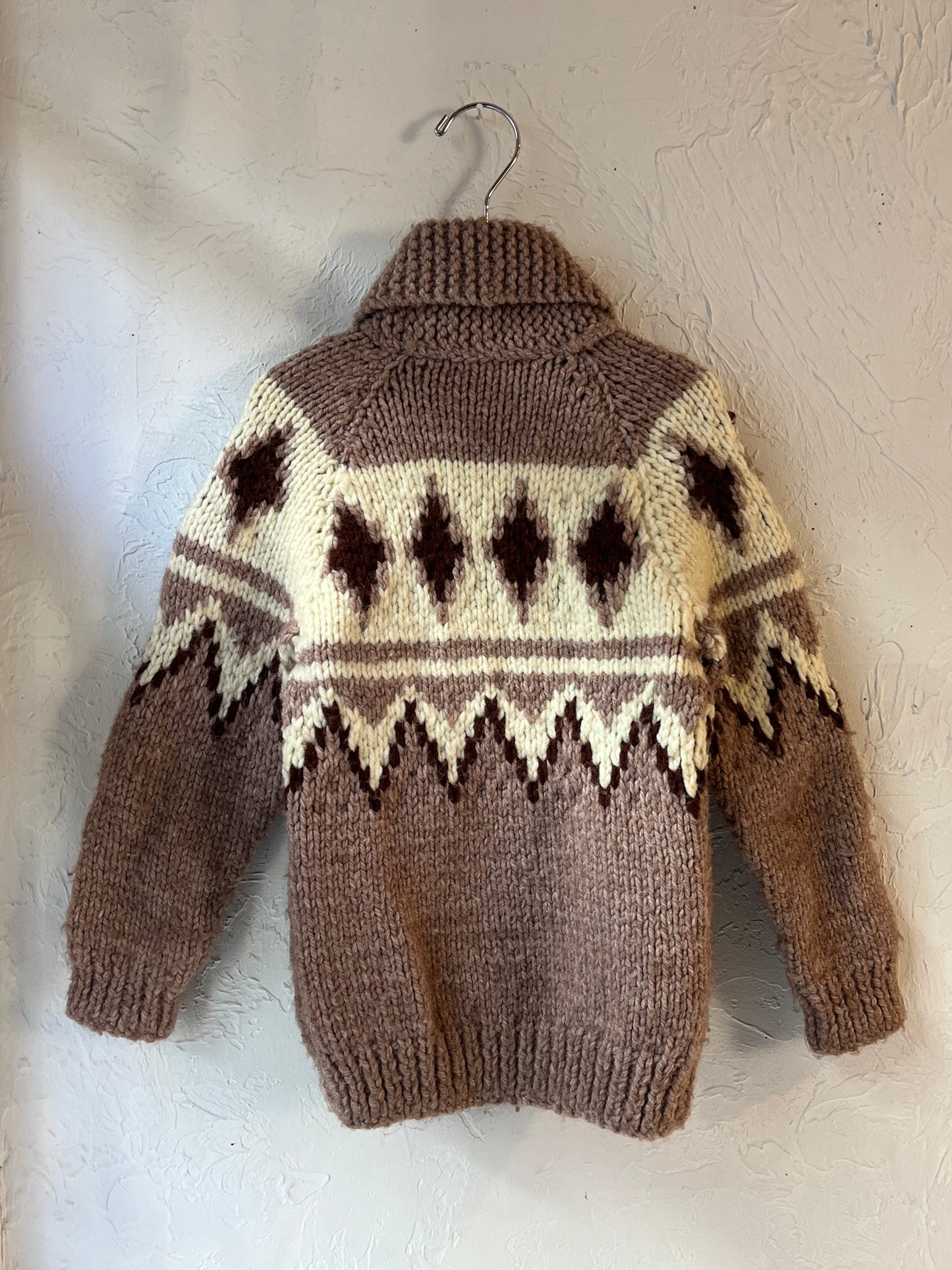 Vintage Kids Hand Knit Zip Up Wool Sweater / 10
