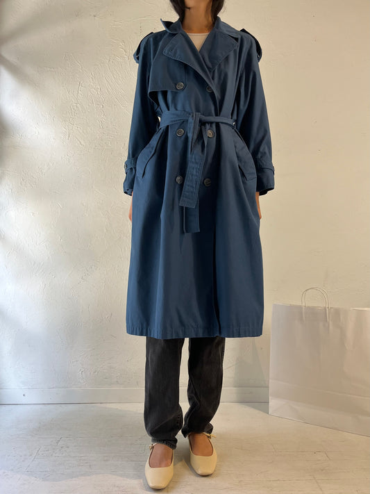 Y2k 'Towne London Fog' Navy Blue Trench Coat / Medium