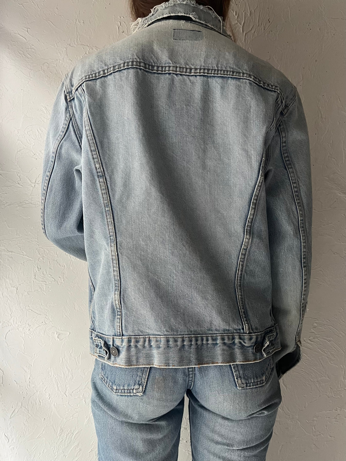 Vintage 'Levis' Distressed Blue Denim Grunge Workwear Jean Jacket / Medium