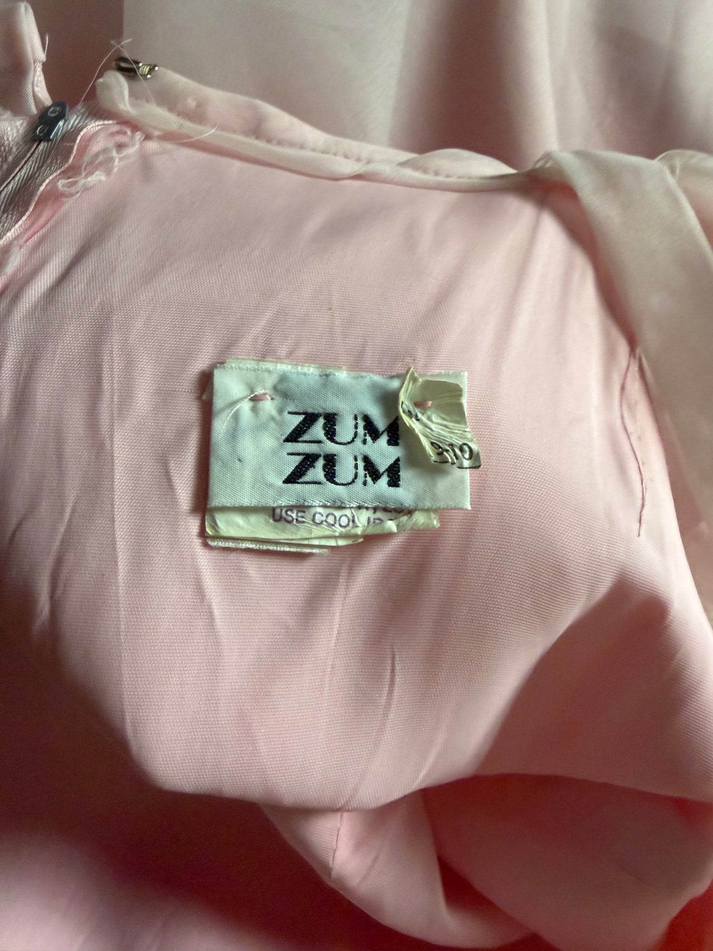 70s 'Zum Zum' Pink Formal Dress / Small