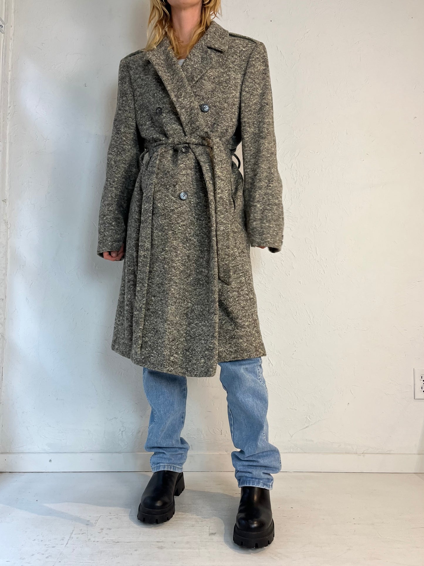 70s 'Pierre Cardin' Gray Wool Overcoat / Medium