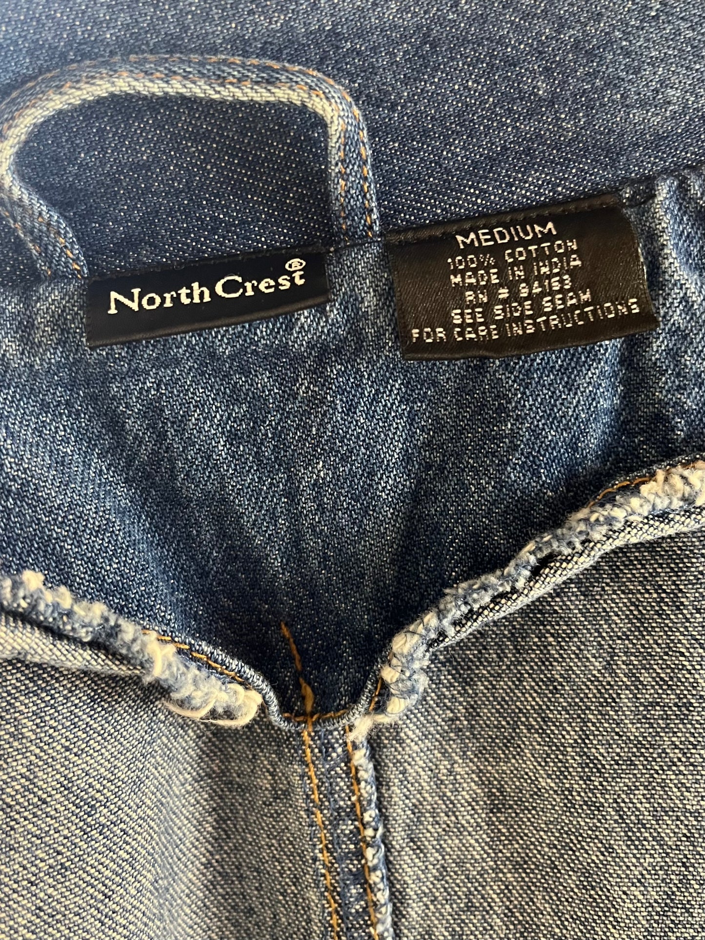 90s 'North Crest' Denim Blazer Jacket / Medium