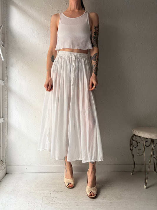 Y2k 'Karma Highway' White Sheer Cotton Skirt / Small