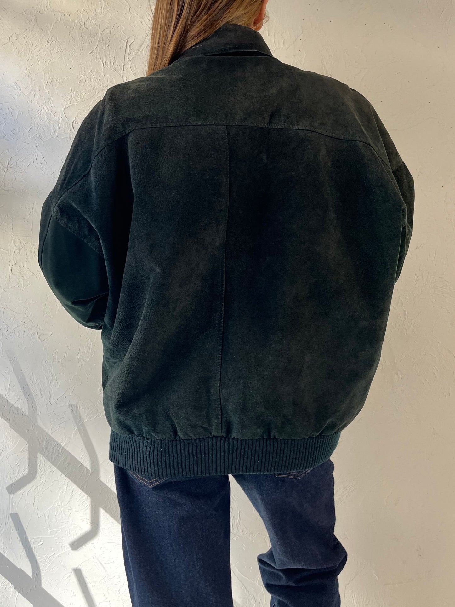 90s 'Middlebrook Park' Dark Green Suede Jacket / Small