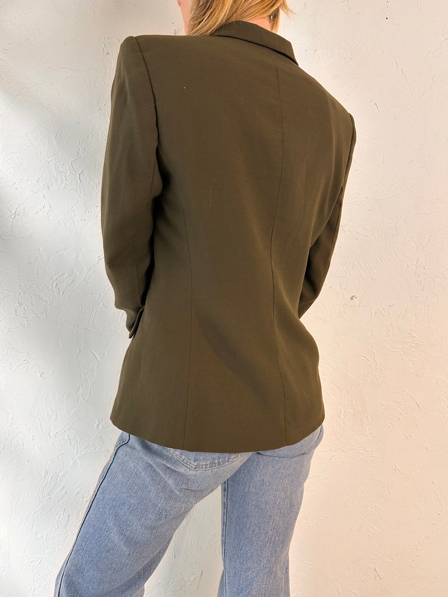 90s 'Jones New York' Green Wool Blazer Jacket / Medium