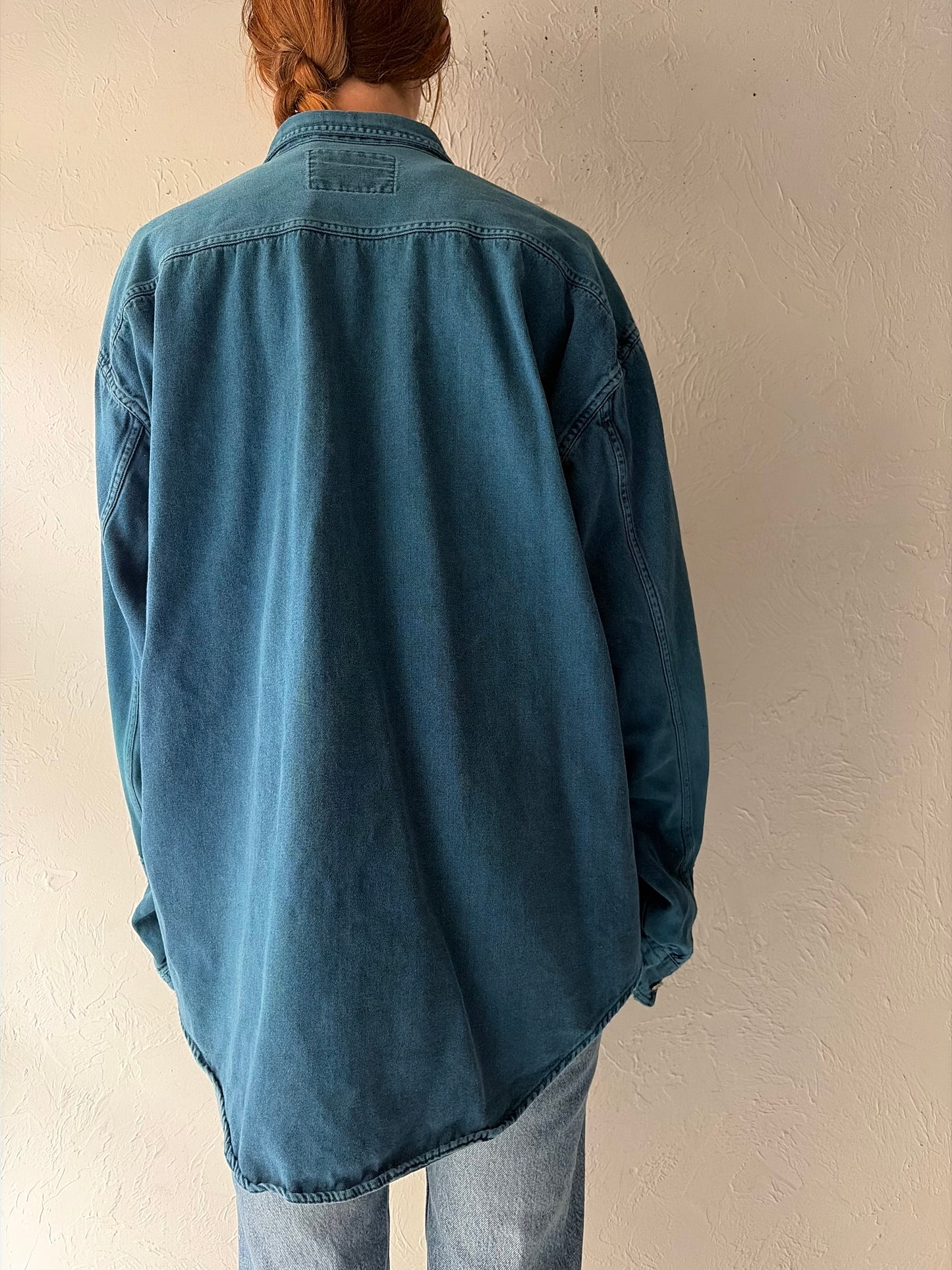 90s 'Levis' Blue Button Up Denim Shirt / XL