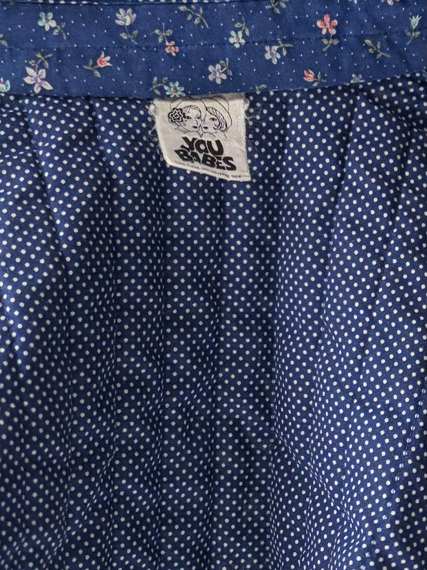 80s 'You Babes' Blue Cottage Core Quilt Jacket / Medium