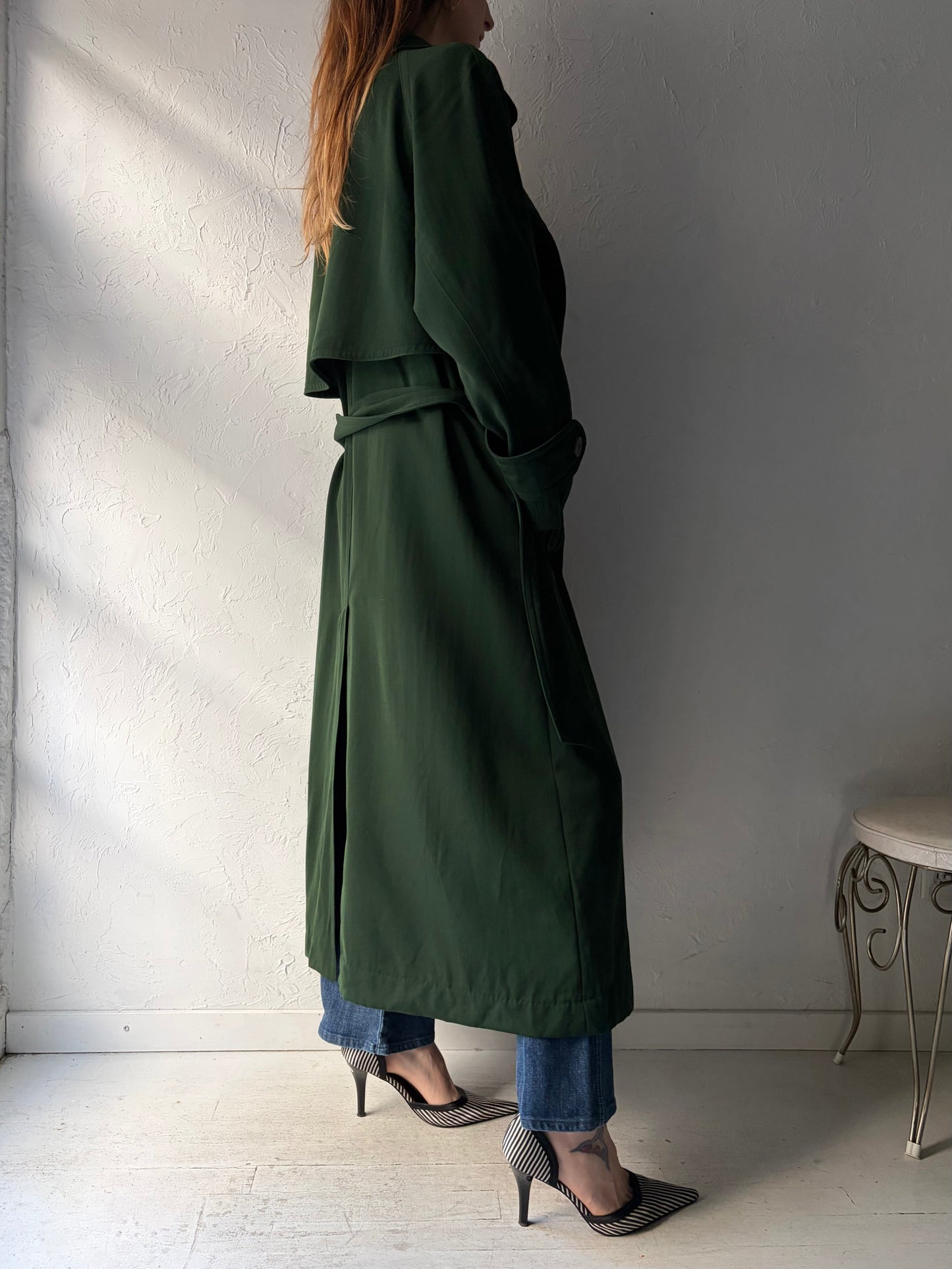 Vintage 'Sanyo' Green Wool Trench Coat / Small