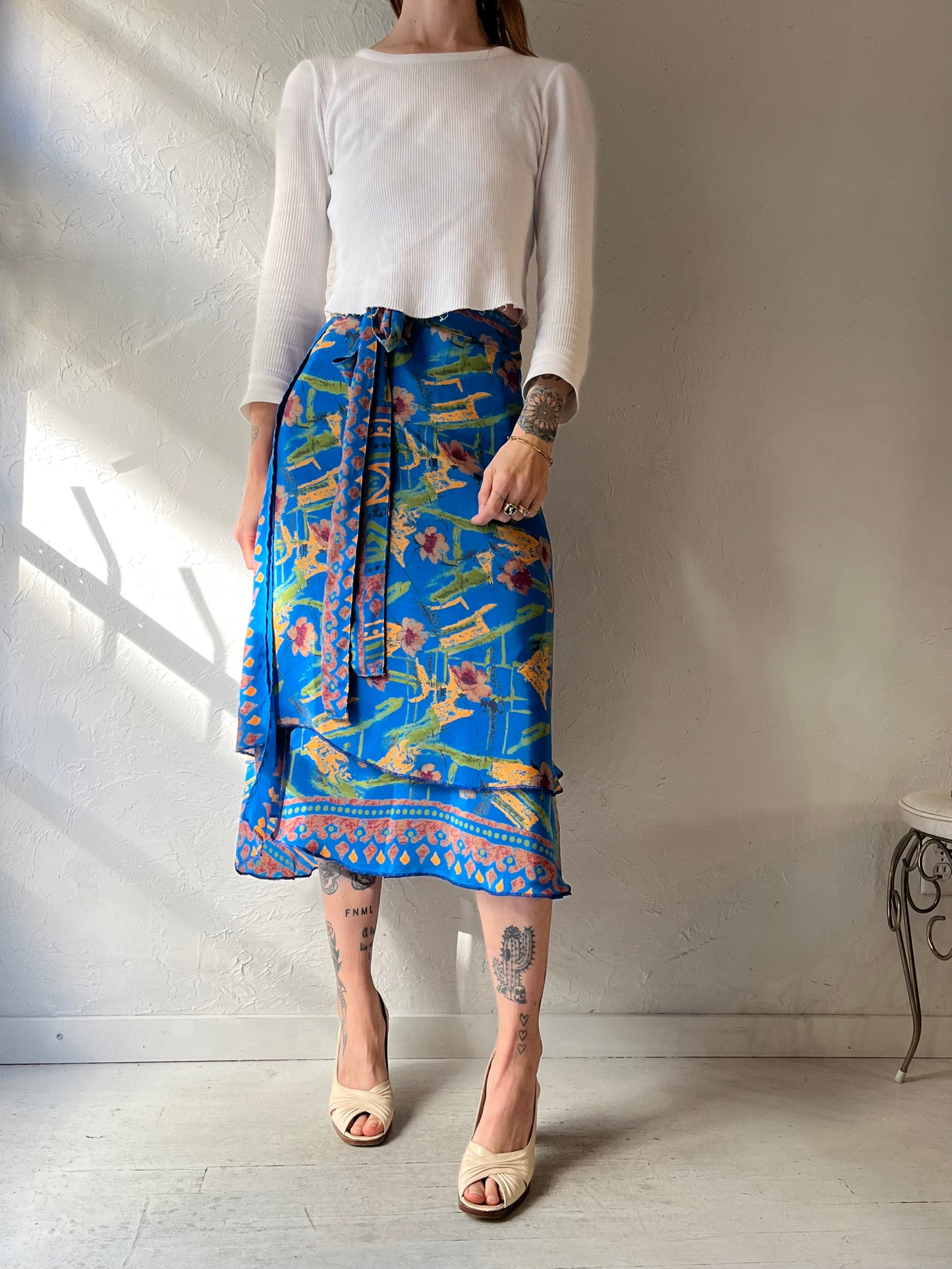 Y2k 'Rasamrta' Silk Rayon Wrap Skirt / Small