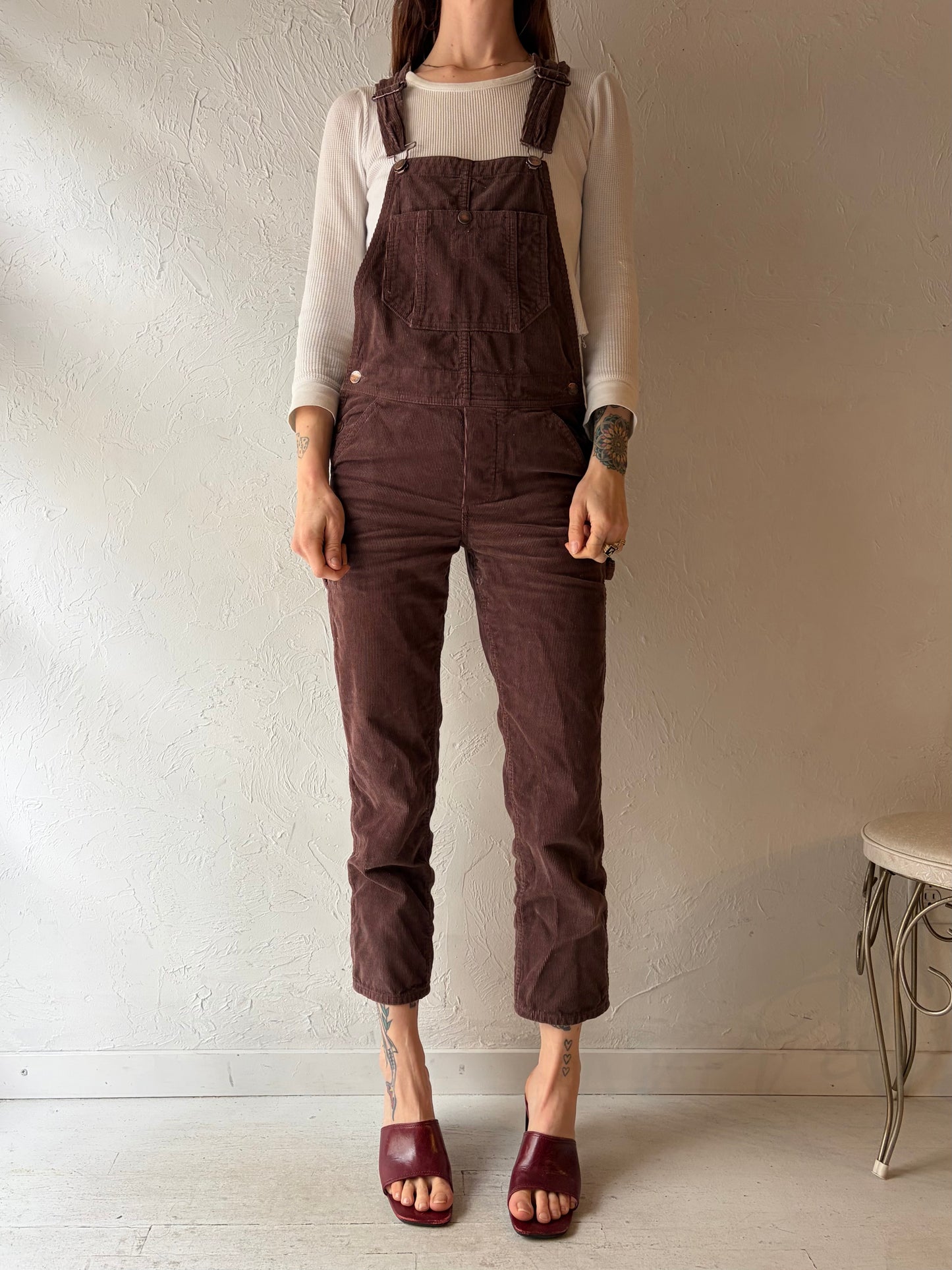 90s 'Wrangler' Brown Corduroy Overalls / XS