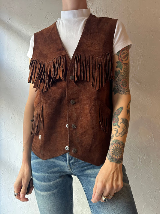 70s 'Levis' Leather Fringe Vest / Medium