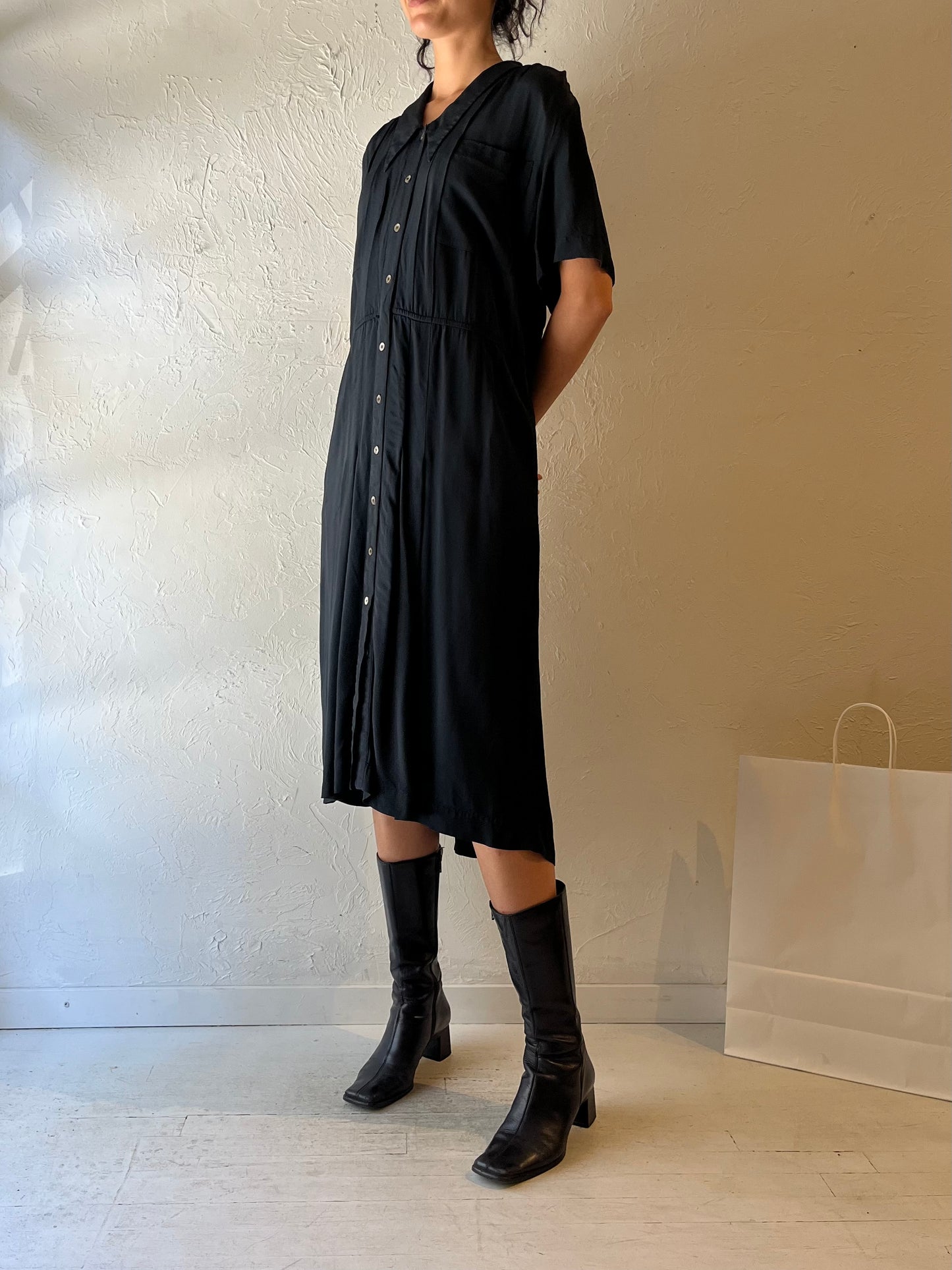 90s ‘Liz Claiborne’ Black Shirt Dress / Large