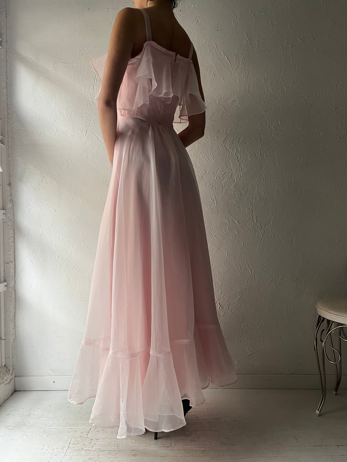 70s 'Zum Zum' Pink Formal Dress / Small