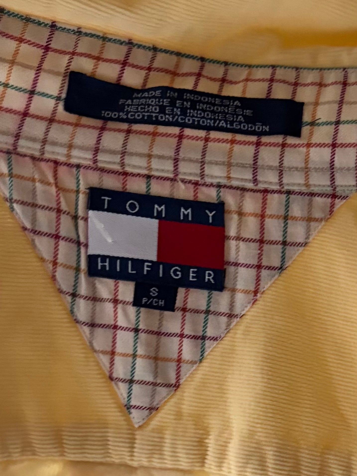 Y2k 'Tommy Hilfiger' Yellow Corduroy Preppy Academia Button Up Shirt / Small