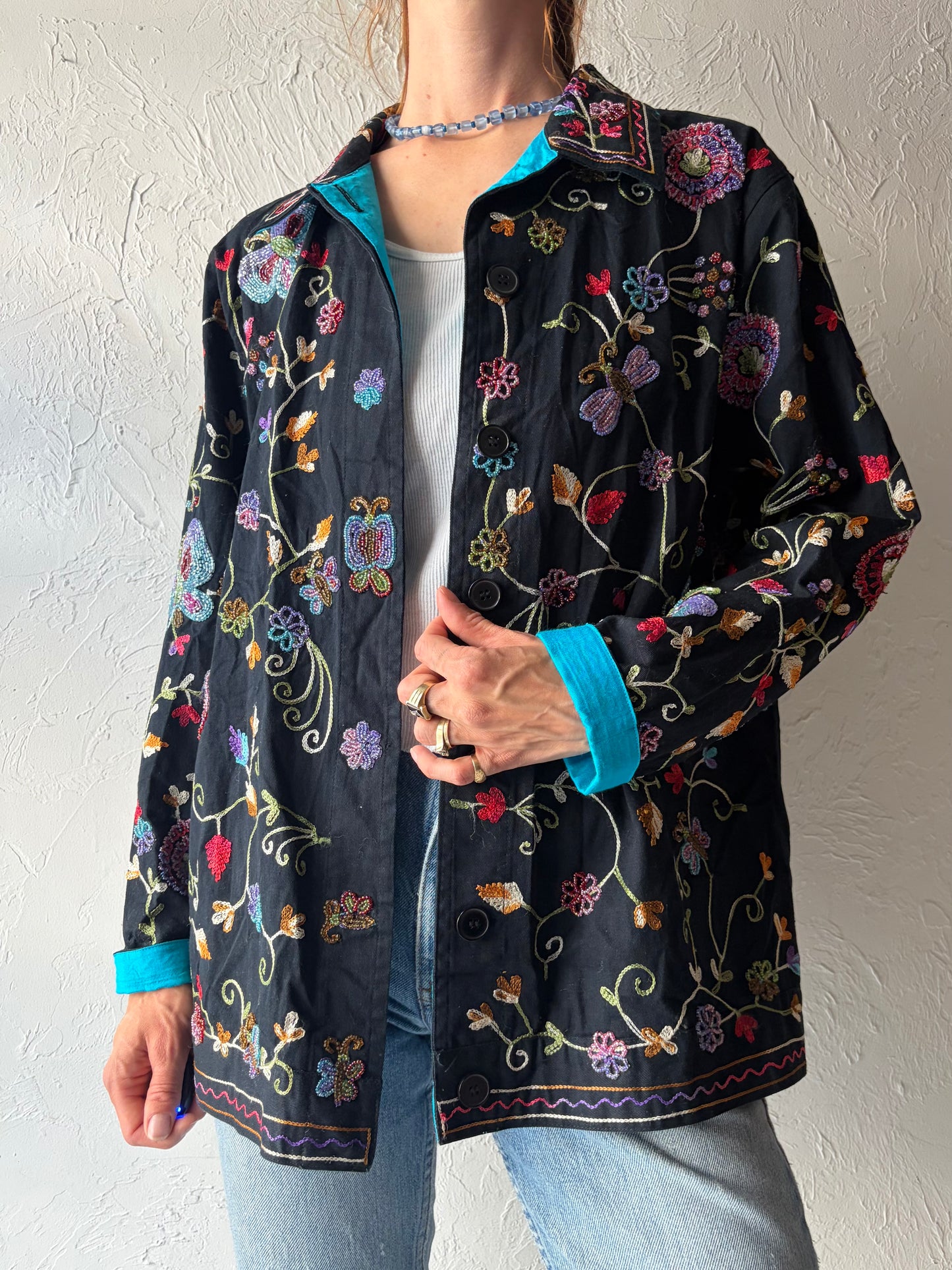 90s 'Quacker Factory' Embroidered Beaded Jacket / Small