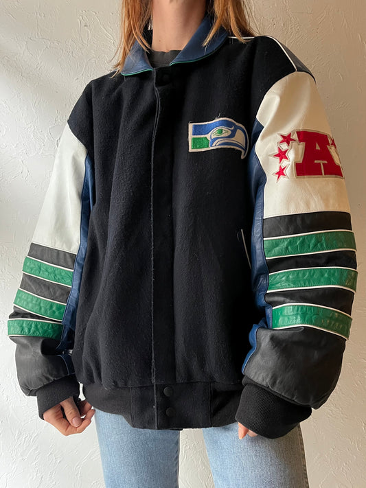 90s 'Seattle Seahhawks' Bomber Jacket / Medium