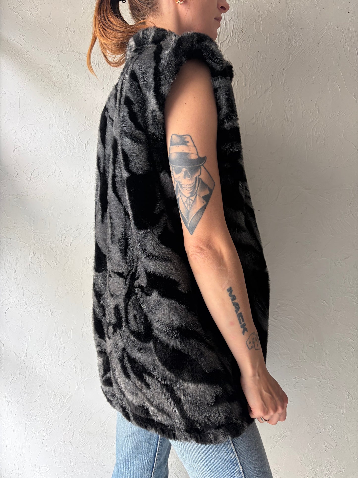 90s 'Duffel' Faux Fur Vest / Medium