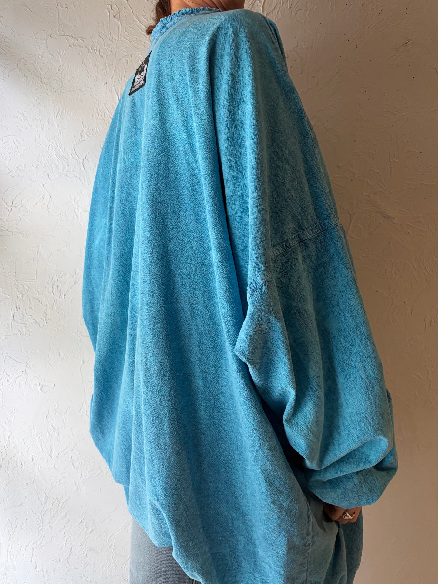 90s 'Ezze Wear' Blue Cotton Sweater / XL
