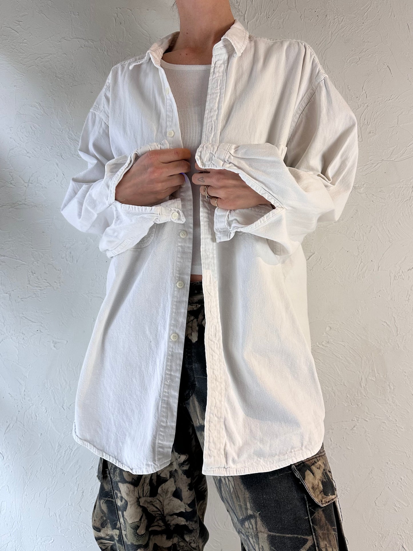 90s 'Levis' White Button Up Shirt / XL