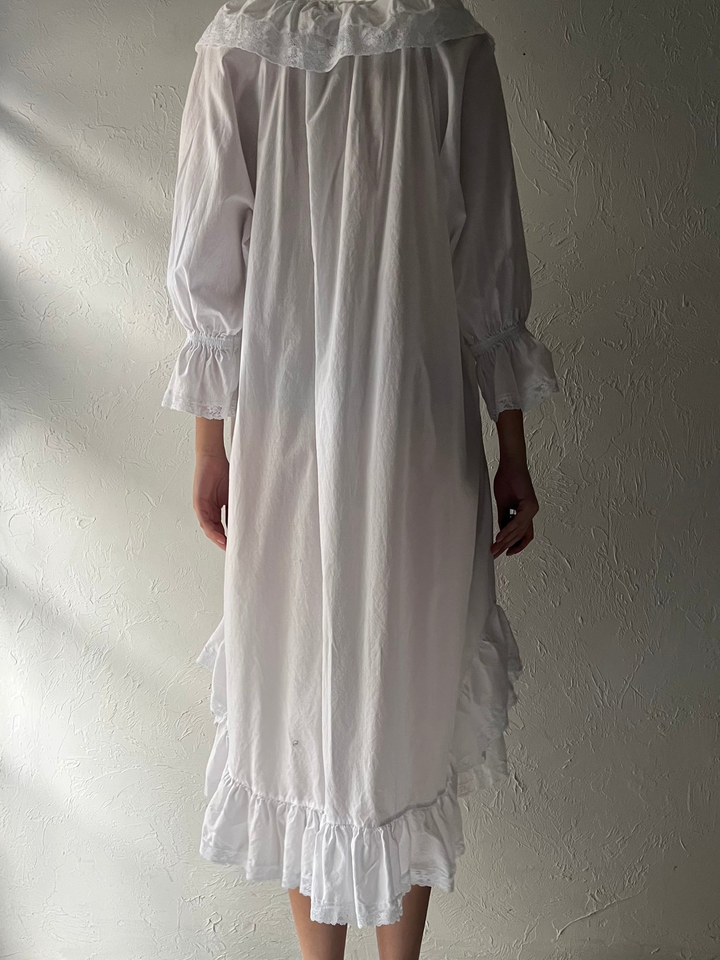 90s 'Barad & Co' White Cotton Dress / Medium