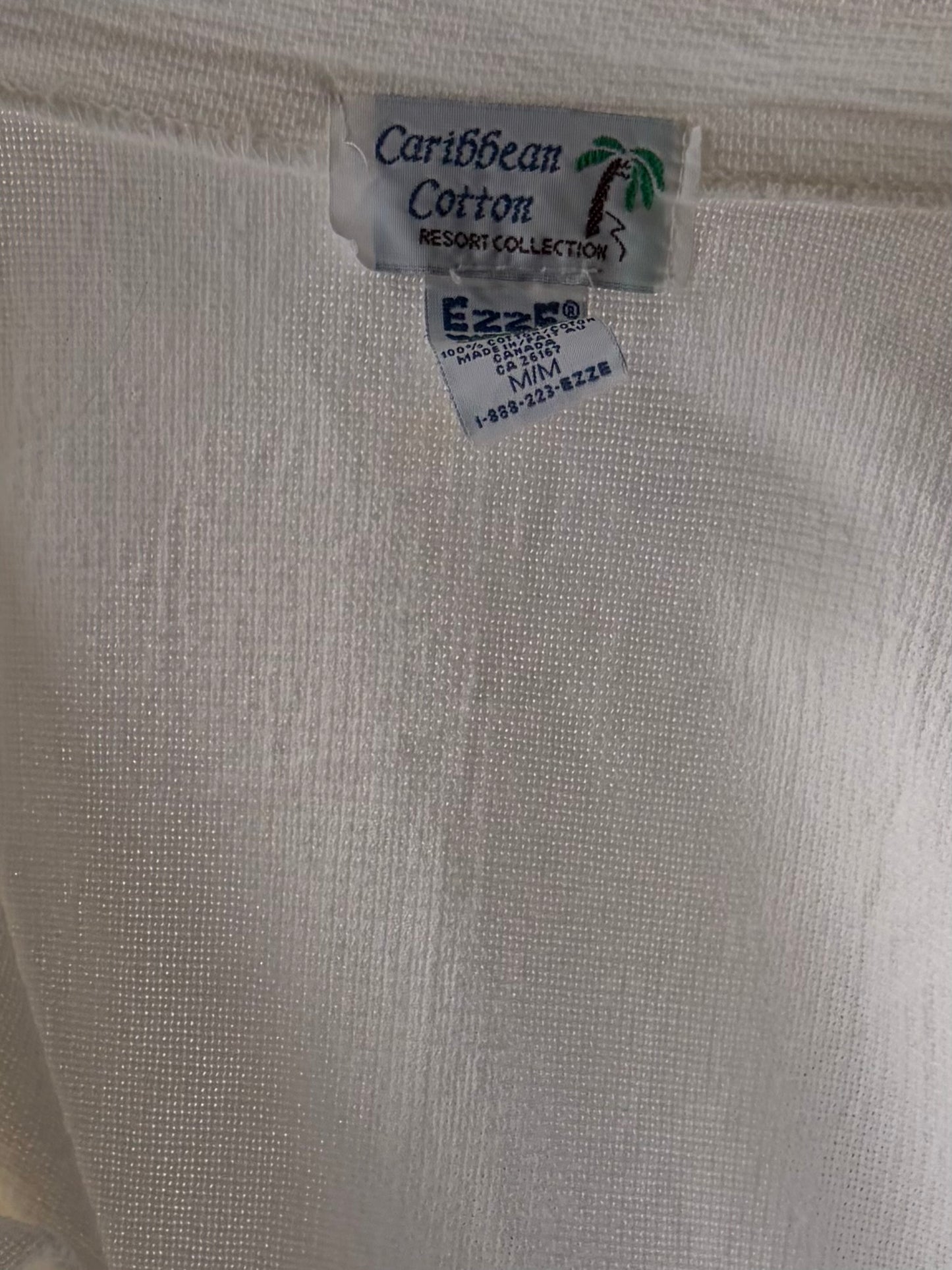 90s 'Ezze Wear' White Snap Up Cotton Shirt / Medium