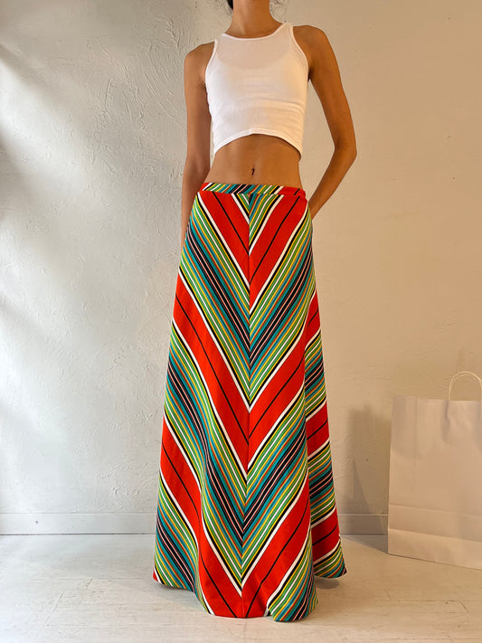 70s 'Aileen' Chevron Maxi Skirt / Small