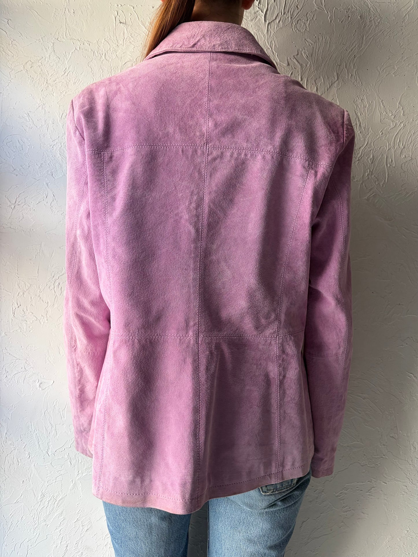 Y2k 'Jessica' Purple Minimalist Suede Jacket / Large