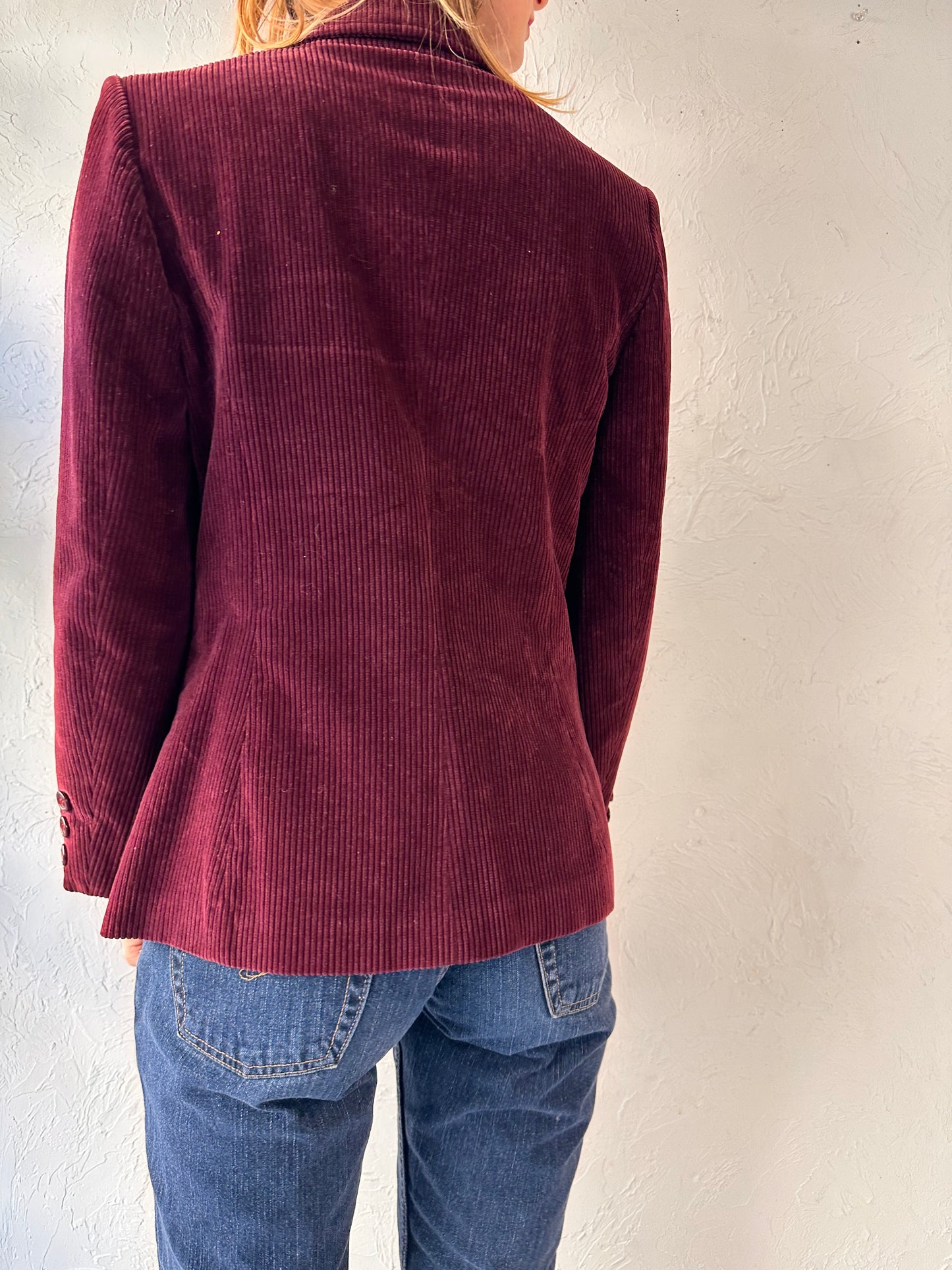 Vintage Burgundy Corduroy Blazer Jacket / Medium