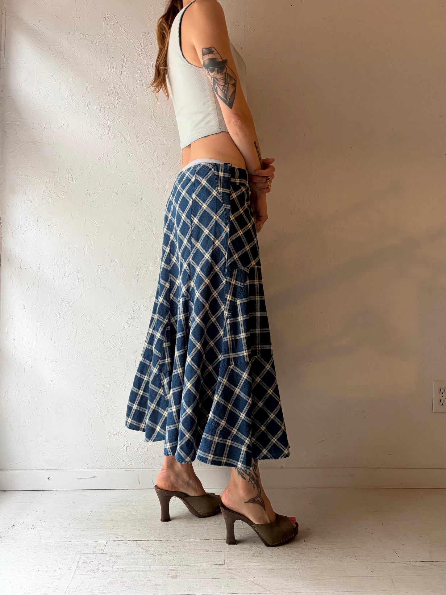 Y2k 'Ralph Lauren' Linen Cotton Midi Skirt / Medium