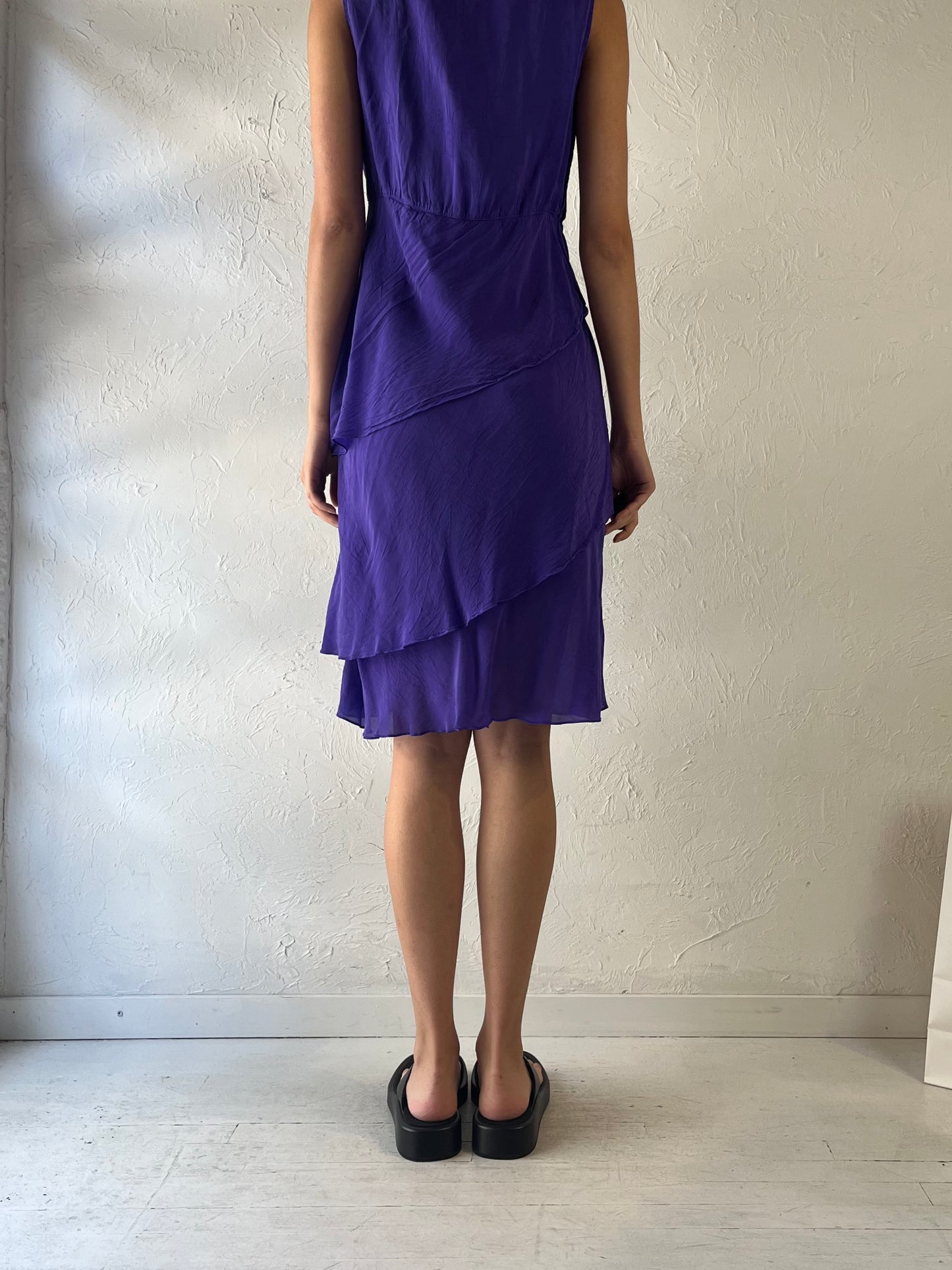 90s ‘Click’ Purple Midi Dress / Small