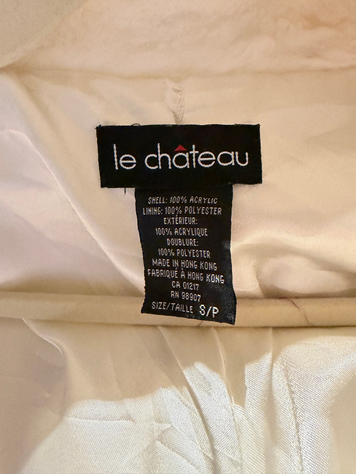 90s ‘Le Chateau’ White Faux Fur Coat / Small