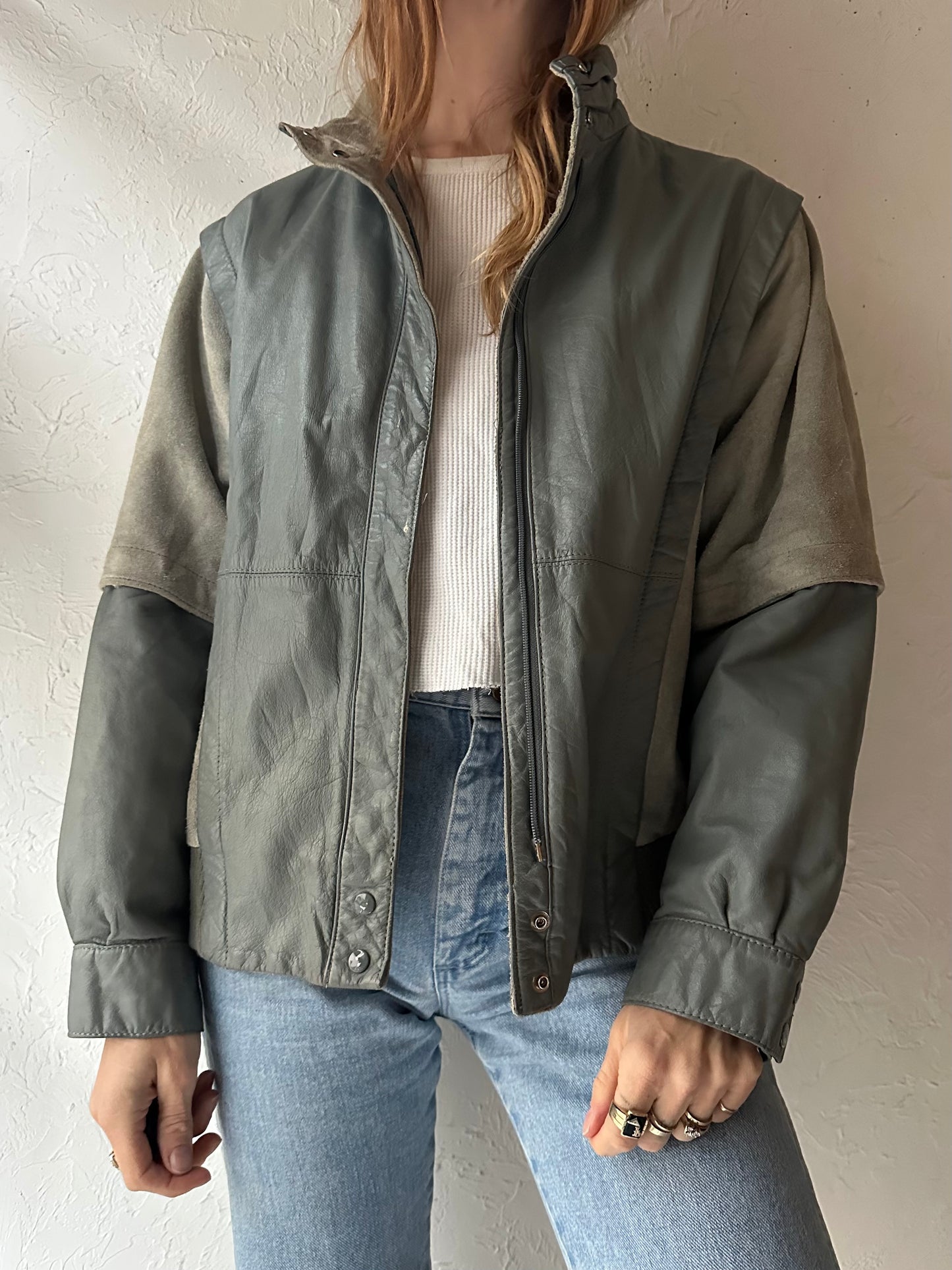 80s 'Winlit' Suede and Leather Jacket / Small