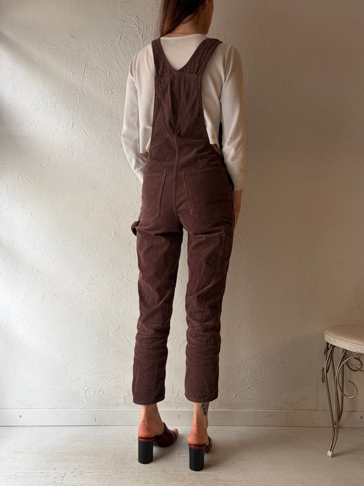 90s 'Wrangler' Brown Corduroy Overalls / XS