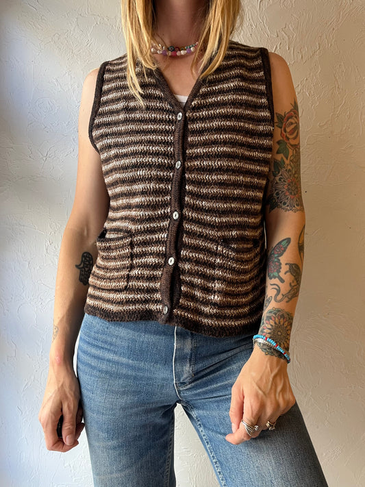 90s ‘Innovation’ Striped Knit Vest / Medium