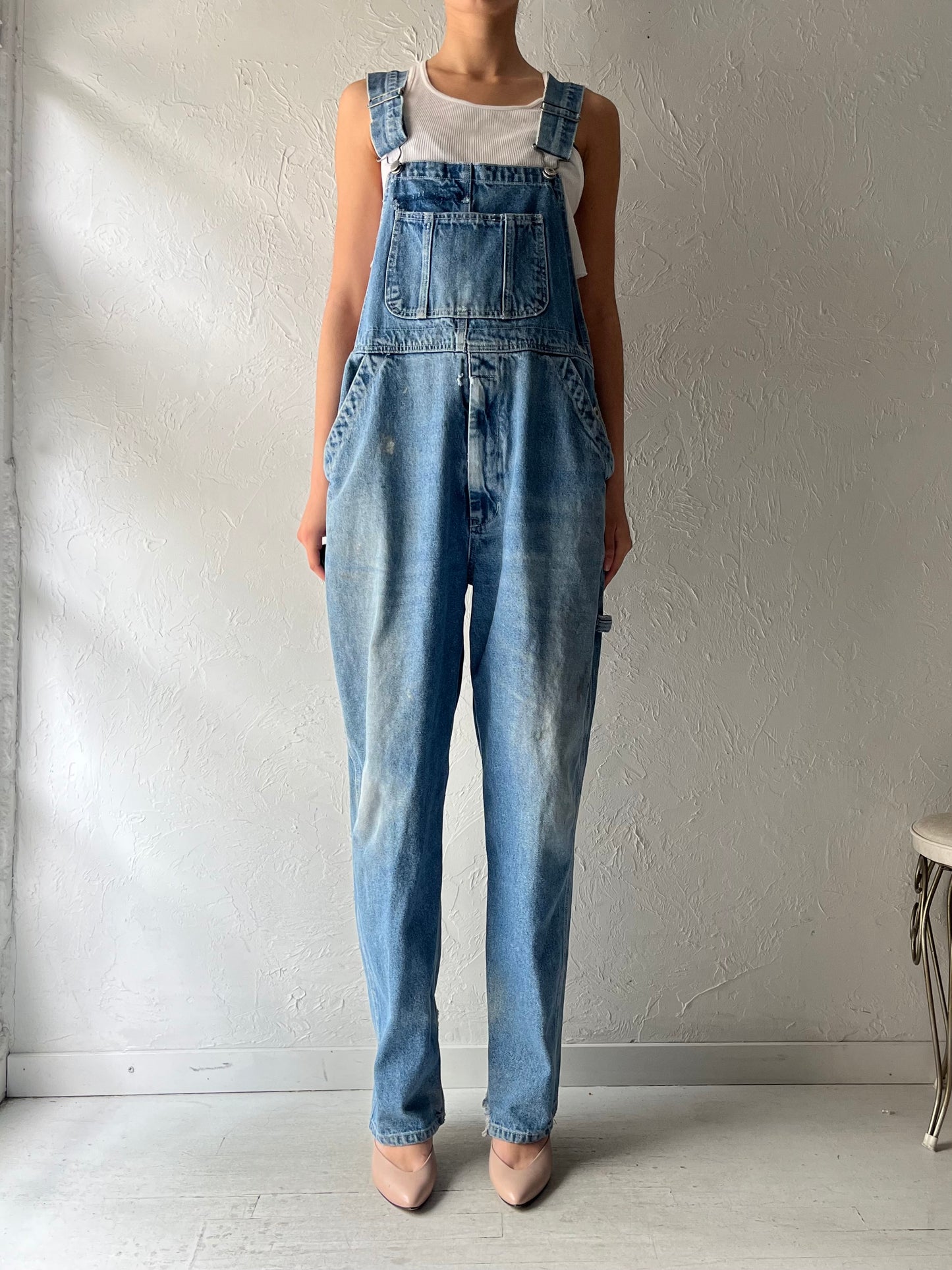 90s 'Nevada' Thick Denim Work Wear Overalls / Large