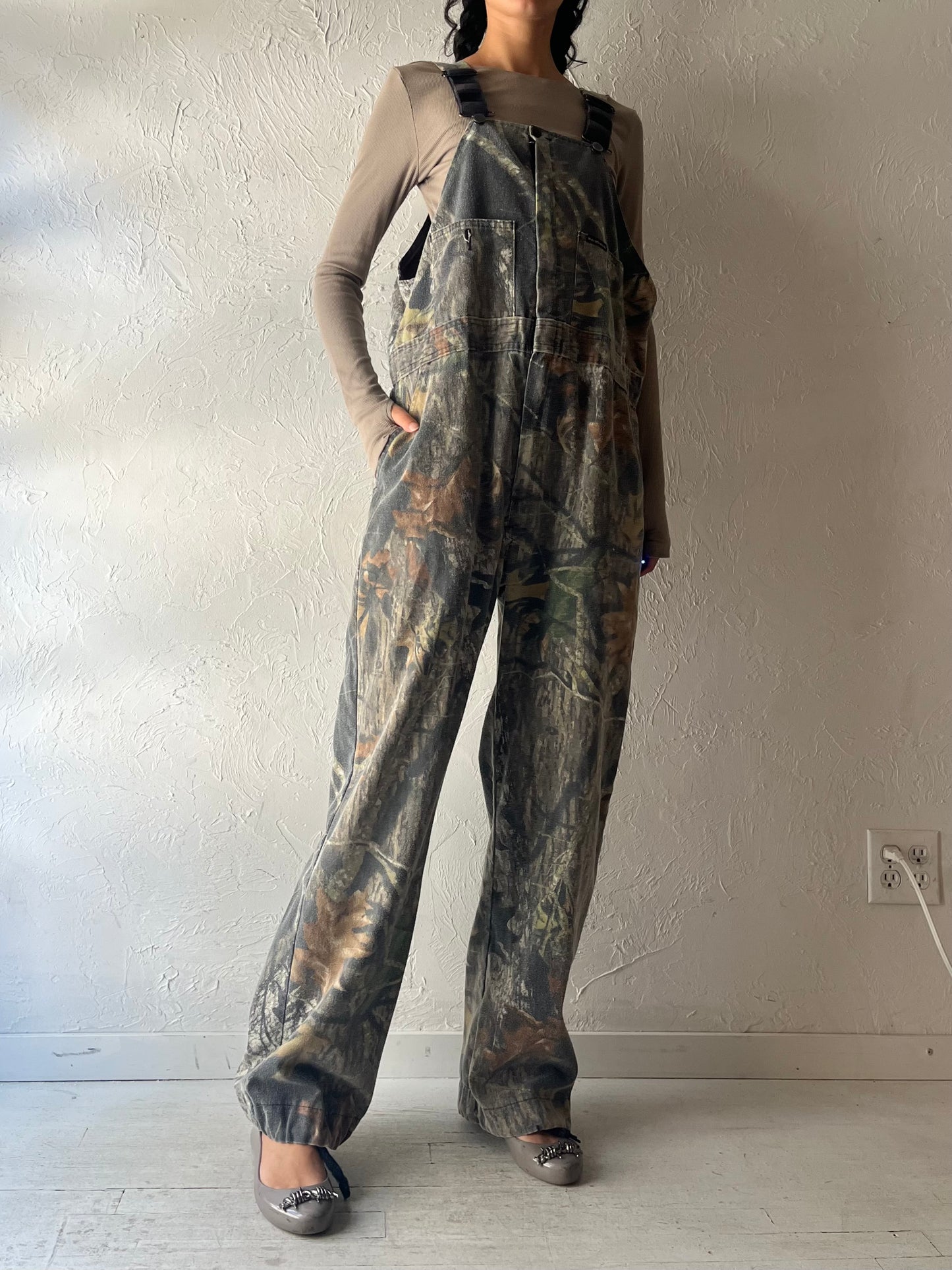 Y2k 'Key Wolf Mountain' Camouflage Hunting Overalls / Large