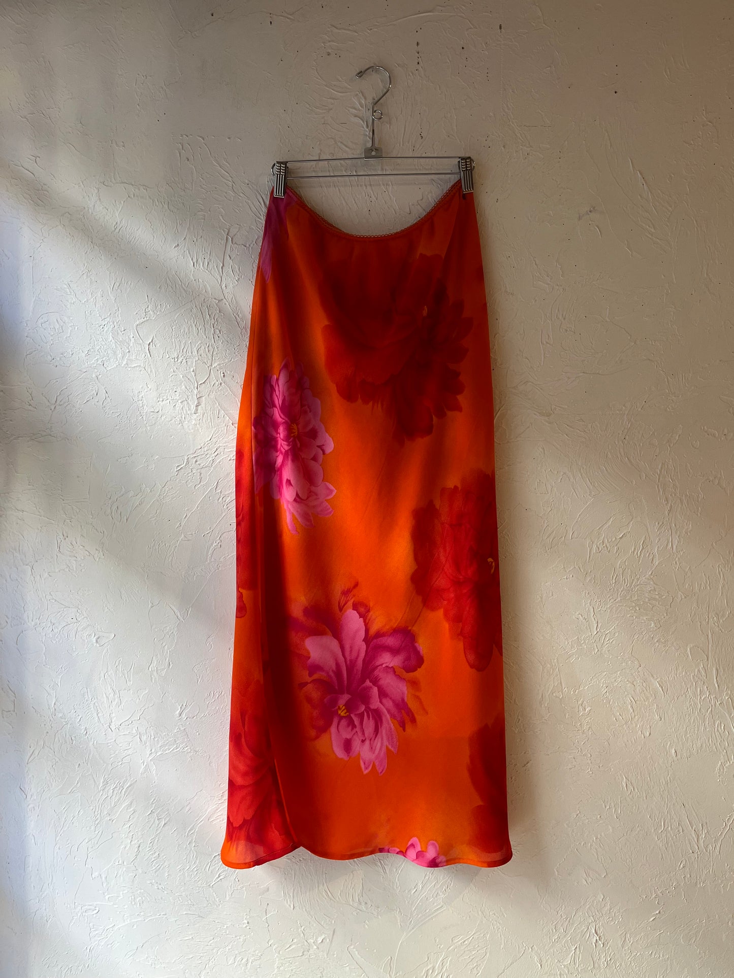 90s 'Pierre Cardin' Orange Floral Skirt / Medium