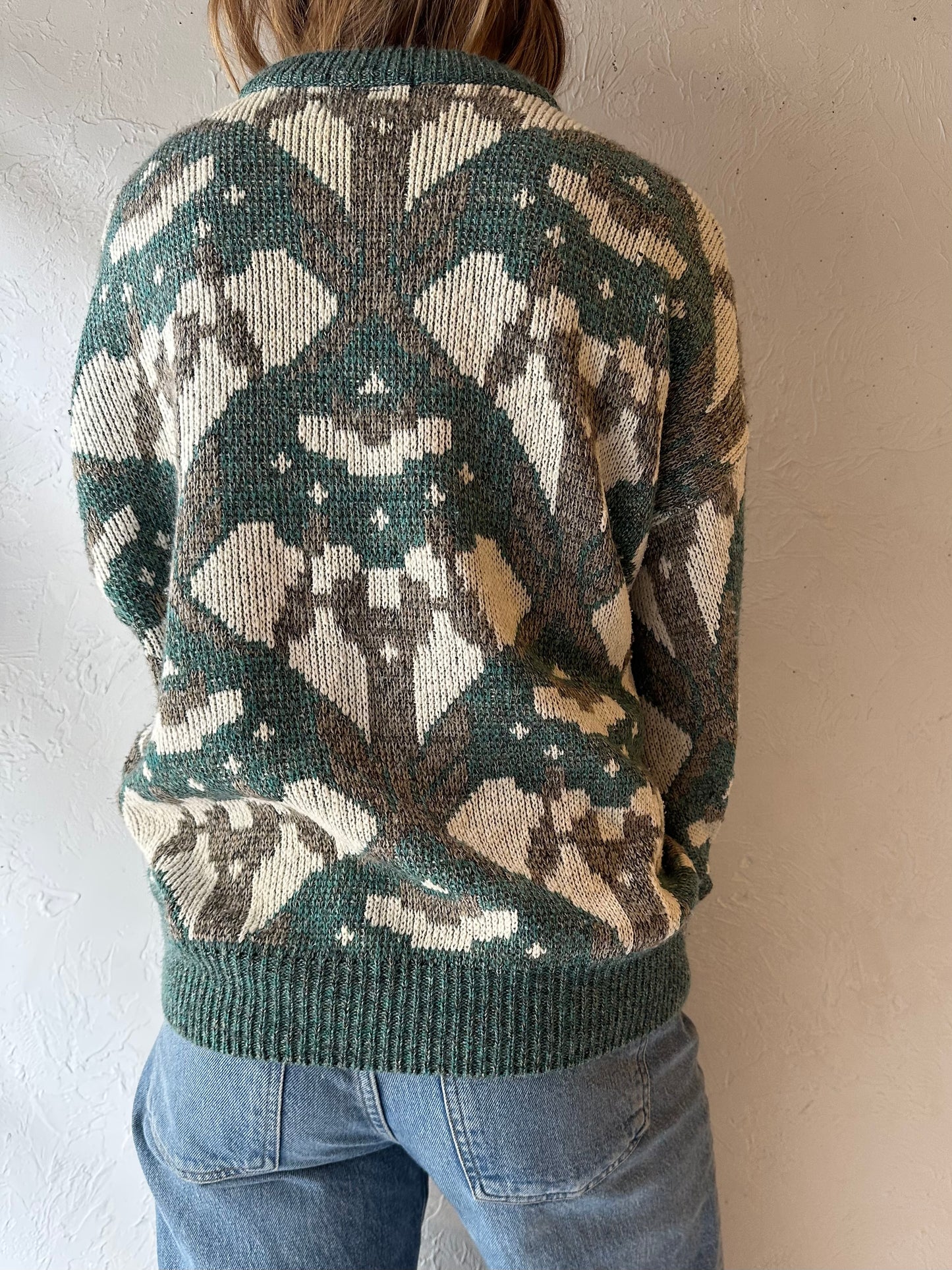 90s ‘Sears’ Green Knit Pullover Sweater / Medium - Large