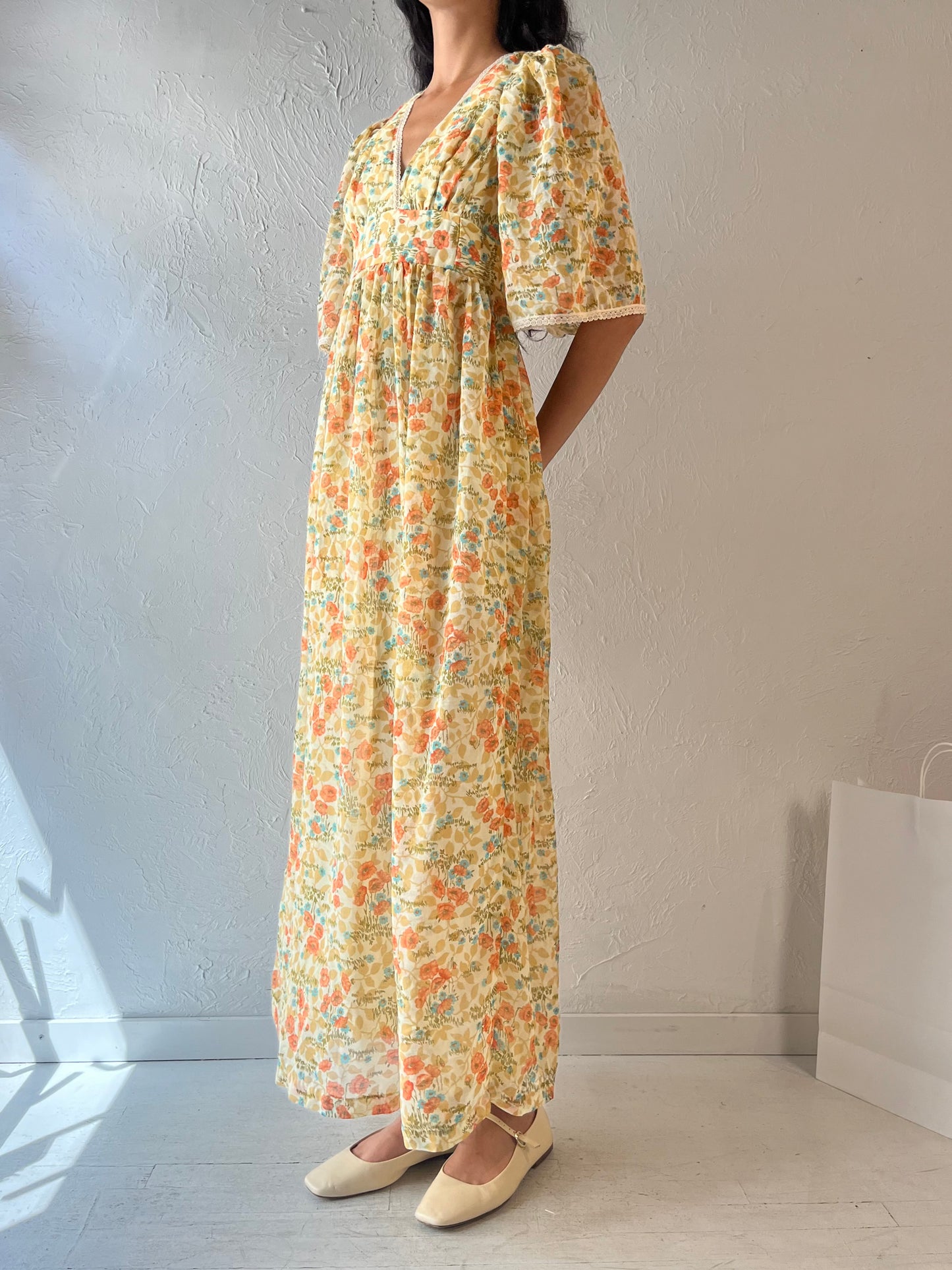 70s 'This Is Yours' Yellow Prairie Dress / Union Made / XS - Small