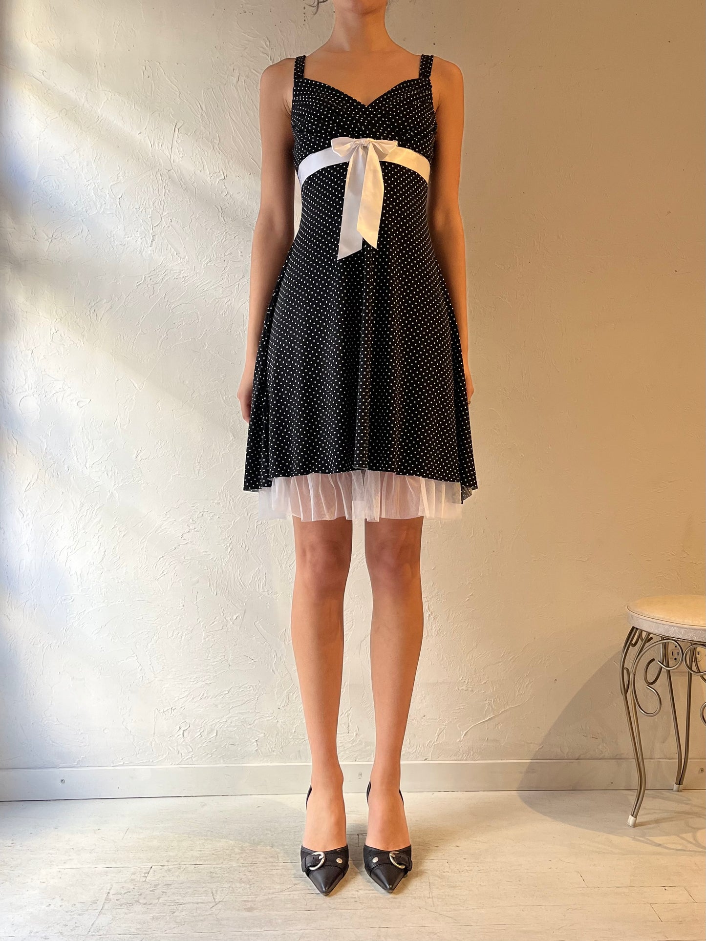 Y2k 'My Michelle' Black Polka Dot Mini Dress / Medium