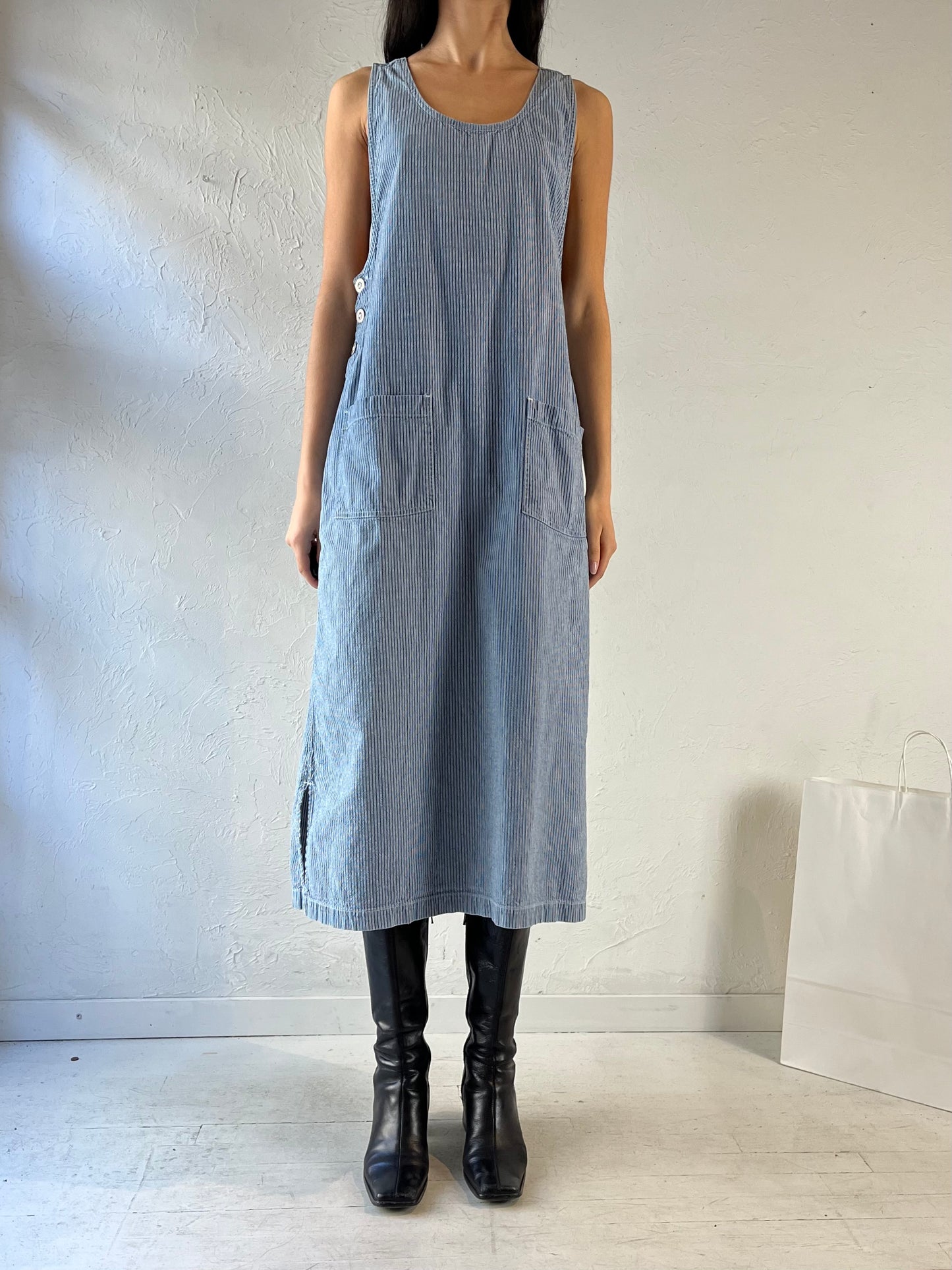 90s ‘Erika & Co’ Striped Denim Dress / Medium